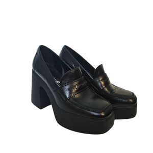 Free People Zoe platform loafers, black, Y2K style. 39